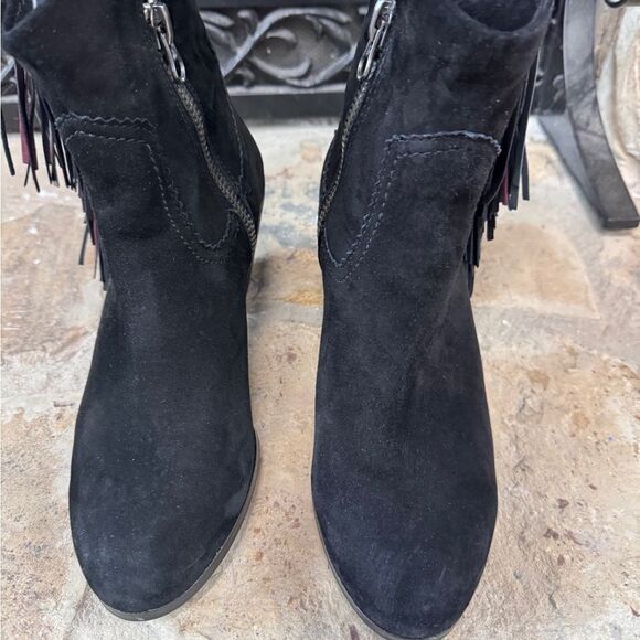 SALE Black Suede Sam Edelman ankle Booties with tassels SZ 10 - Picture 7 of 12